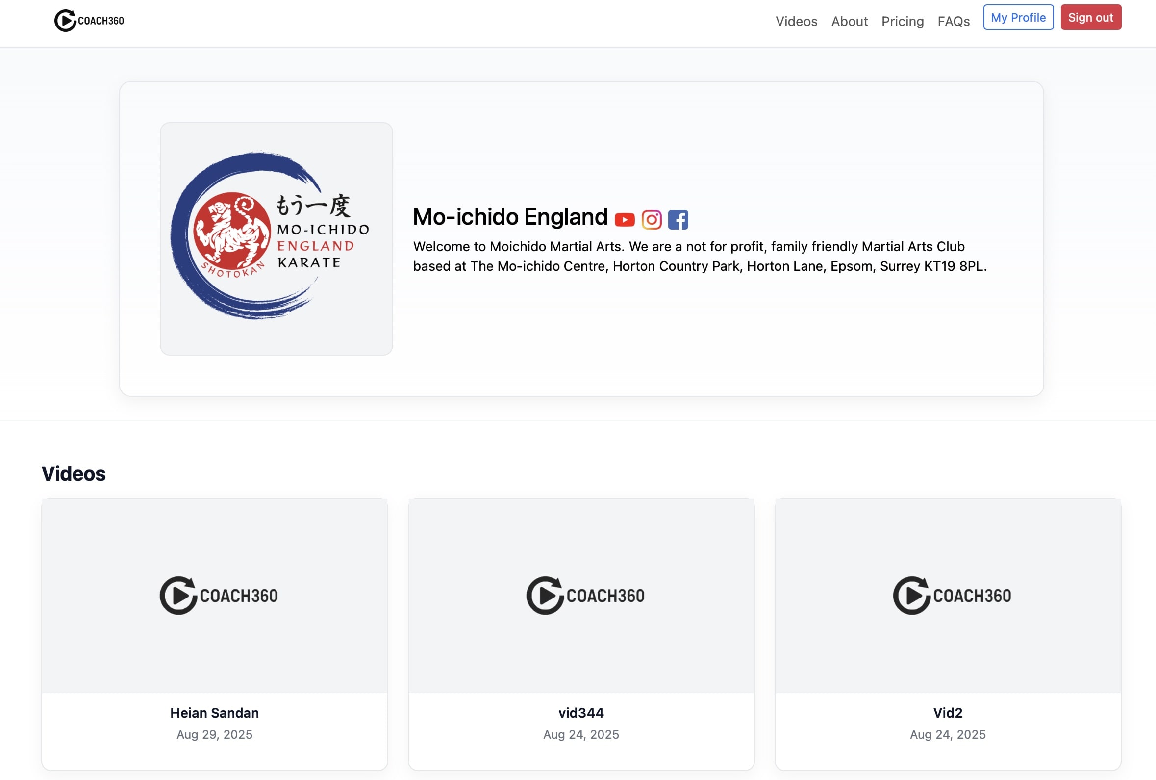 Website profile page